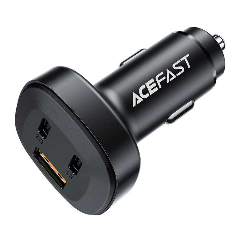 Acefast B3 66W(USB-C+USB-C+USB-A) three-port metal car charger black