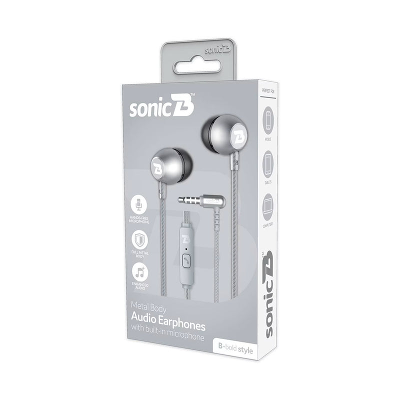 Sonicb Bold Metal Wired Earphone Sliver