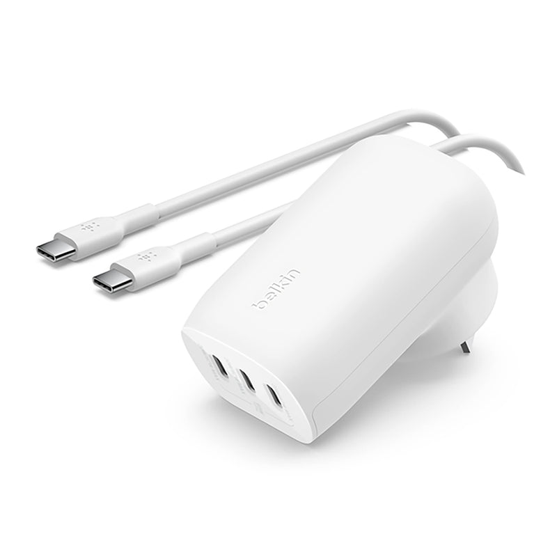 Belkin BoostCharge 67W 3 Port USB-C® Wall Charger with PPS + USB-C-C Cable White