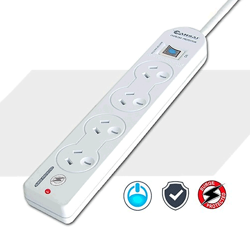 Sansai 4 Outlet Master Switch Surge Protected White