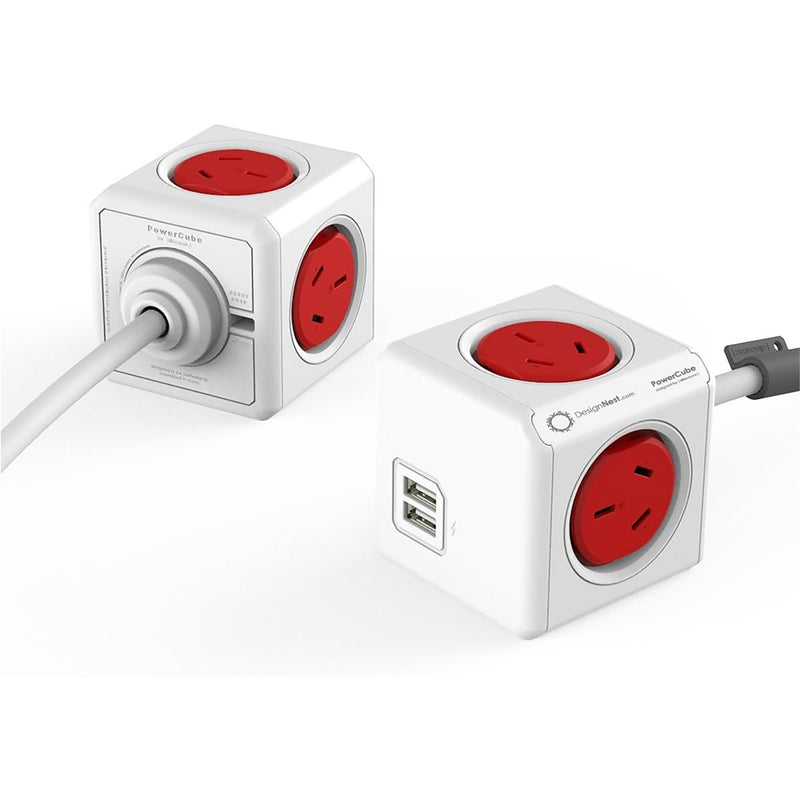 Allocacoc PowerCube Extended Surge AU White+Red