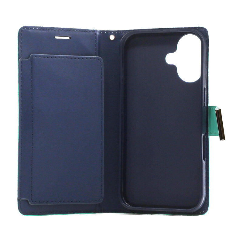 Wisecase iPhone 16 Pocket Diary Wallet Cyan