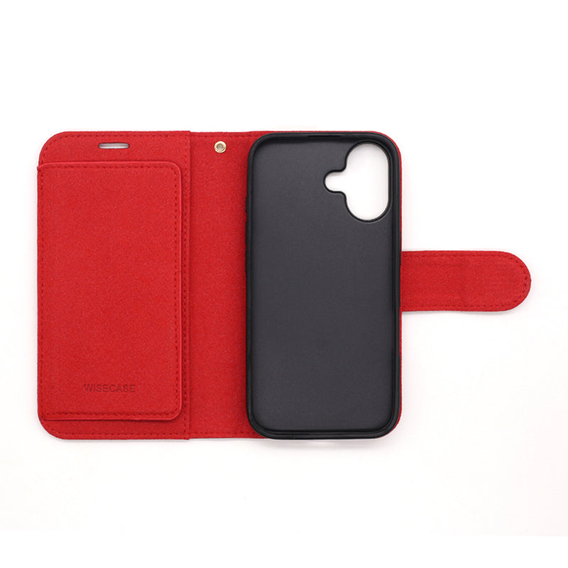 Wisecase iPhone 16 Deluxe Wallet Folio Red