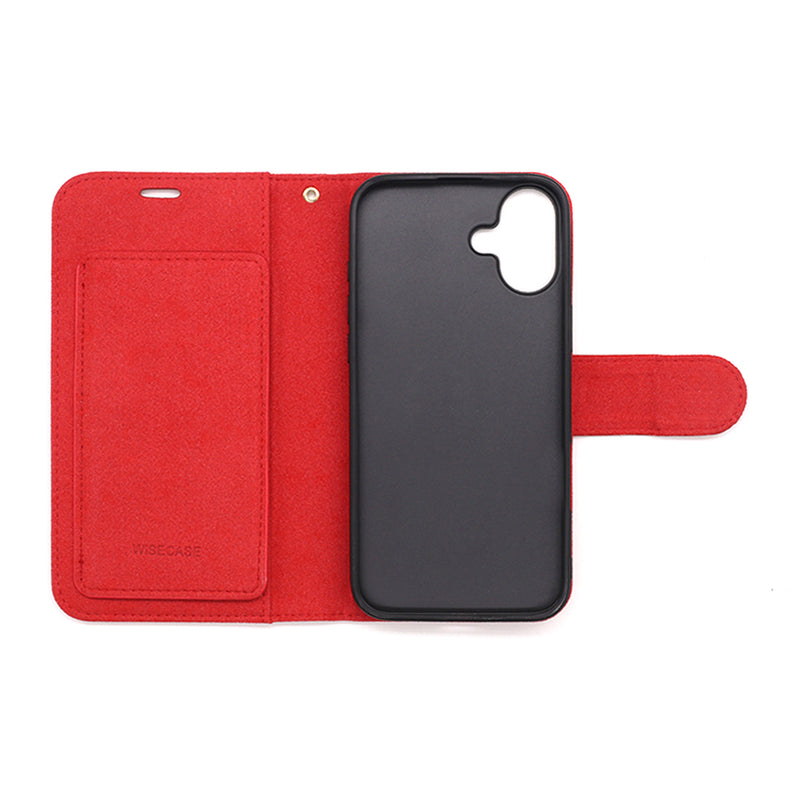 Wisecase iPhone 16 Plus Deluxe Wallet Folio Red