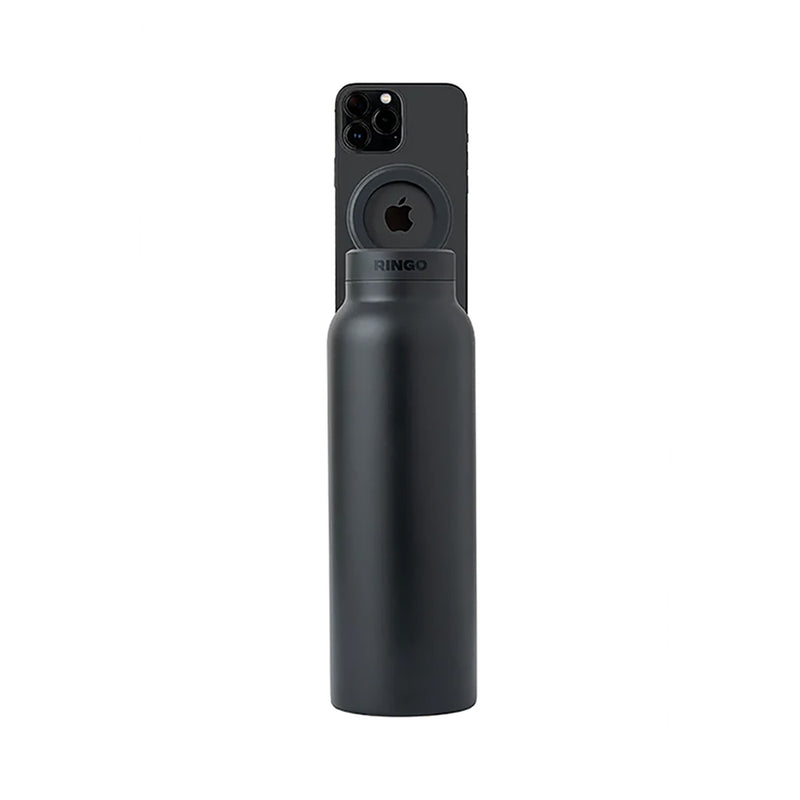 Ringo All-in-One Water Bottle with Magnetic Phone Mount - Black 950ml (32oz)