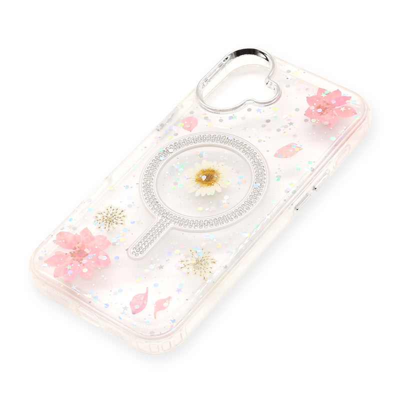 Wisecase iPhone 16 Plus Moda Print Magsafe Case White Chamomile