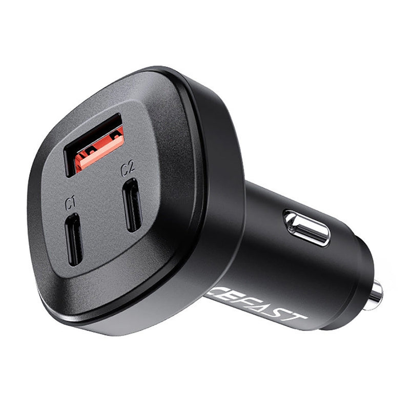 Acefast B3 66W(USB-C+USB-C+USB-A) three-port metal car charger black