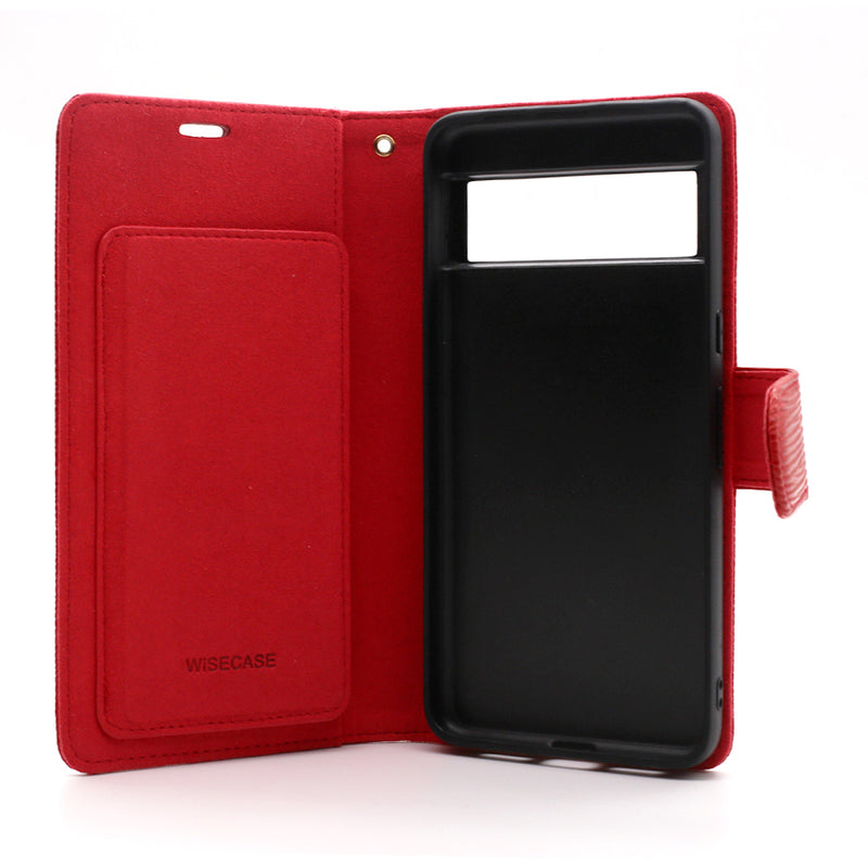 Wisecase Google Pixel 8Pro Deluxe Wallet Folio Red