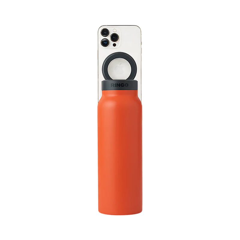 Ringo All-in-One Water Bottle with Magnetic Phone Mount - Orange 710ml (24oz)