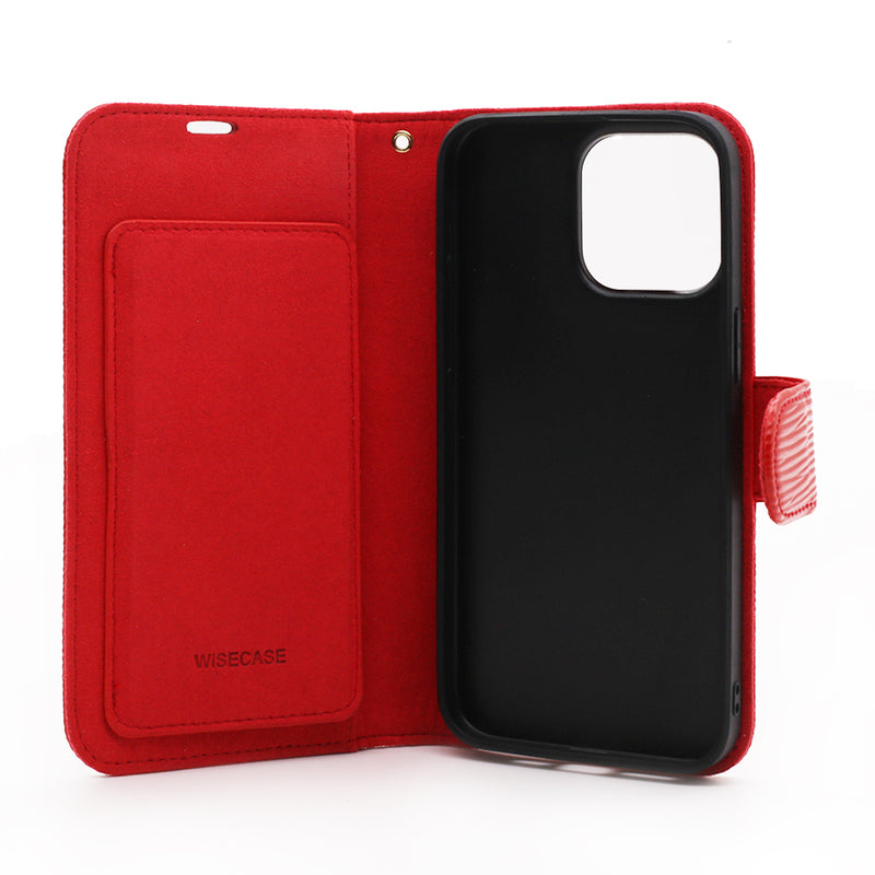 Wisecase iPhone 15 Pro Max Deluxe Wallet Folio Red