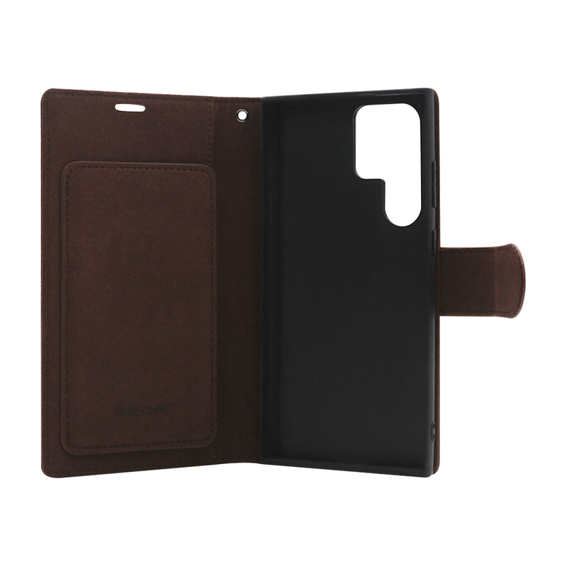 Wisecase Samsung Galaxy S23 Ultra Deluxe Wallet Folio Brown