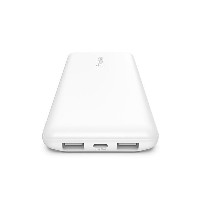 Belkin BoostCharge 10K Power Bank 15W 3 Port Charge + USB-A-C Connector Pearl White