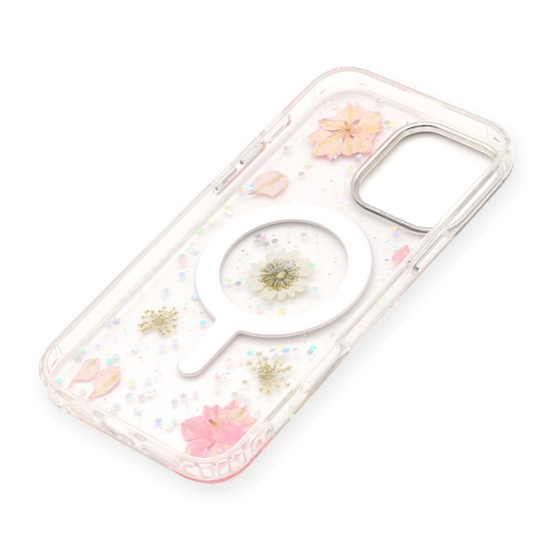 Wisecase iPhone 16 Pro Max Moda Print Magsafe Case White Chamomile