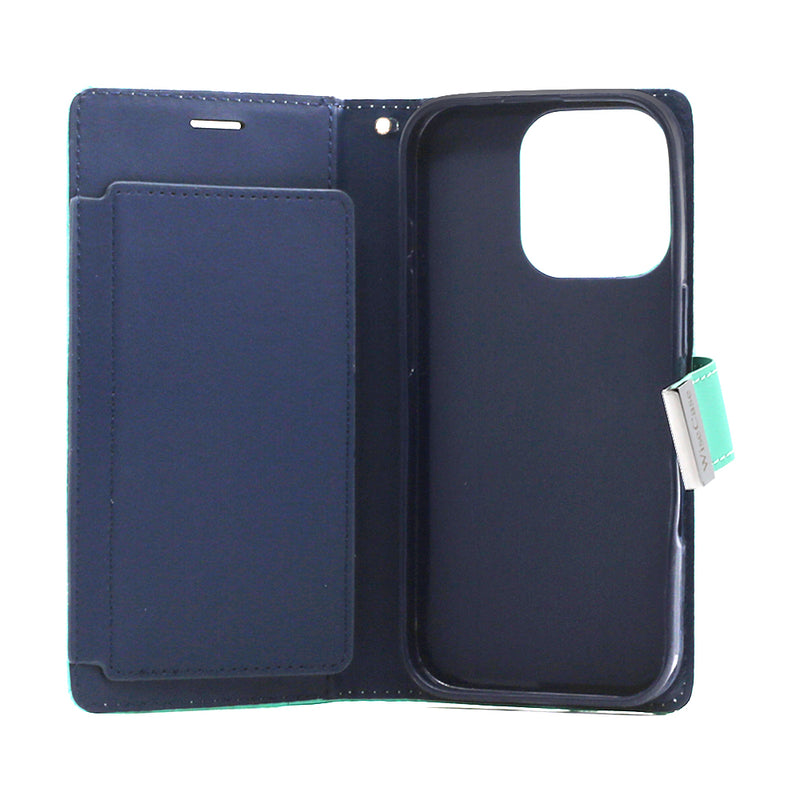 Wisecase iPhone 16 Pro Pocket Diary Wallet Cyan