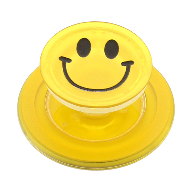 Popsnap Magnetic Phone Grip&Stand With Swappable Top Yellow Smile