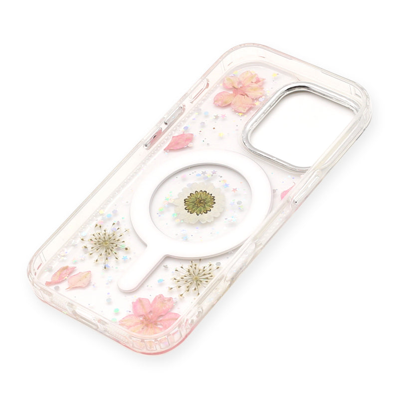 Wisecase iPhone 16 Pro Moda Print Magsafe Case White Chamomile