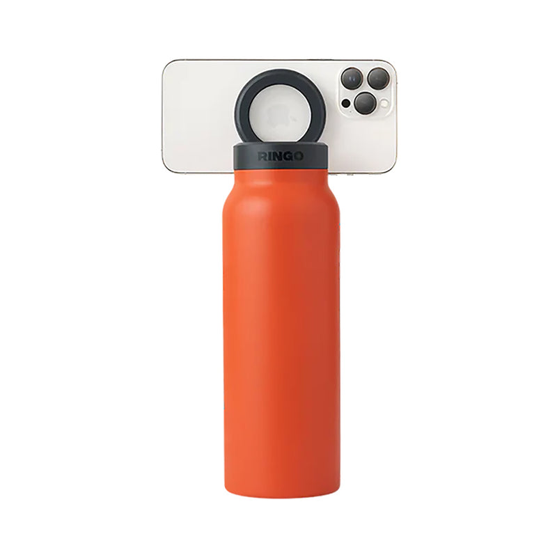 Ringo All-in-One Water Bottle with Magnetic Phone Mount - Orange 710ml (24oz)