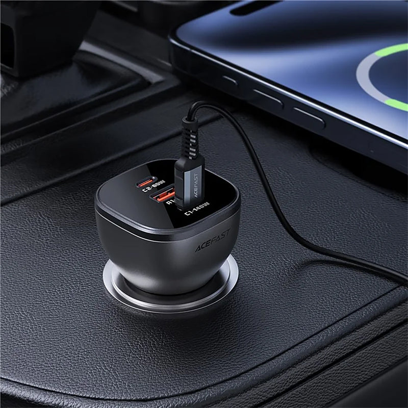 Acefast B14 165W (2*USB-C+USB-A) 3-Port Car Charger Black