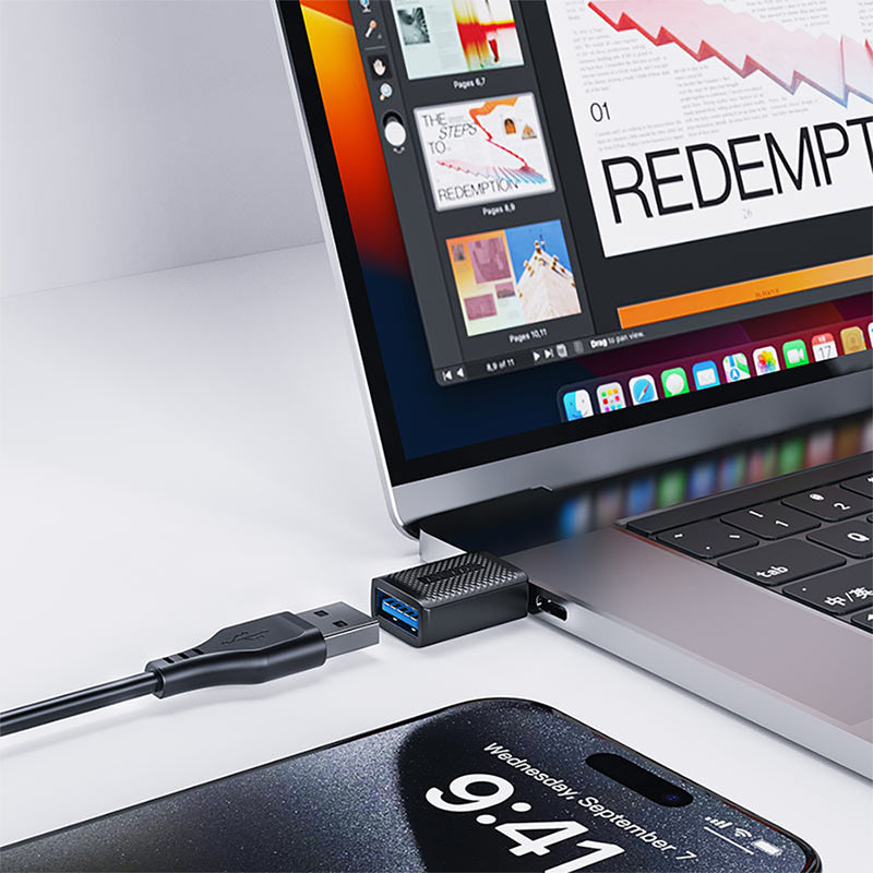 Acefast J1 USB-A to USB-C Adapter Black