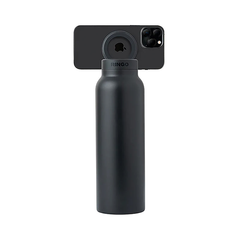 Ringo All-in-One Water Bottle with Magnetic Phone Mount - Black 950ml (32oz)