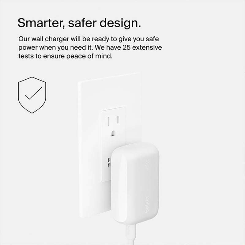 Belkin BoostCharge 42W Dual USB-A + USB-C Wall Charger with PPS and PD White