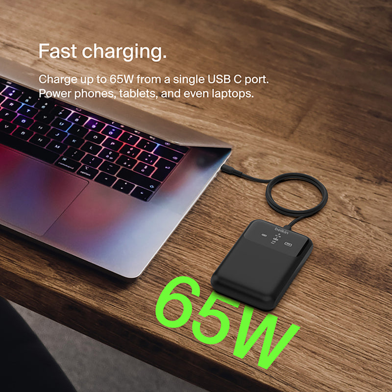 Belkin Boostcharge 65W Pro 3-port Laptop Power Bank 20K-Black