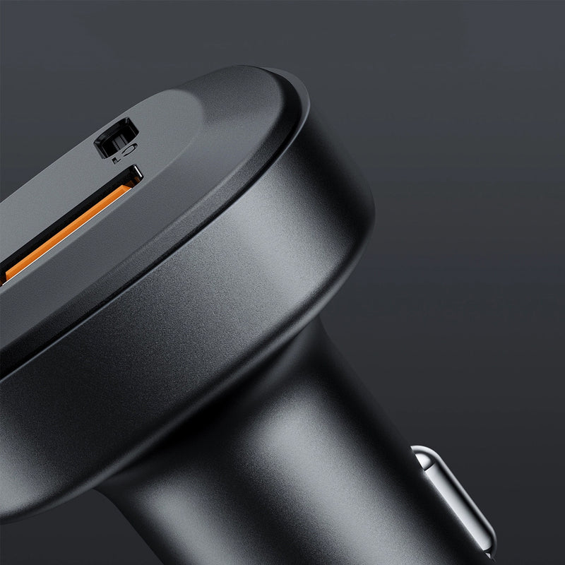 Acefast B3 66W(USB-C+USB-C+USB-A) three-port metal car charger black