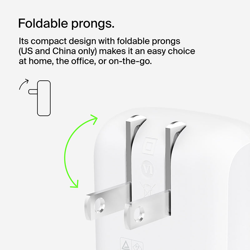 Belkin BoostCharge 42W Dual USB-A + USB-C Wall Charger with PPS and PD White