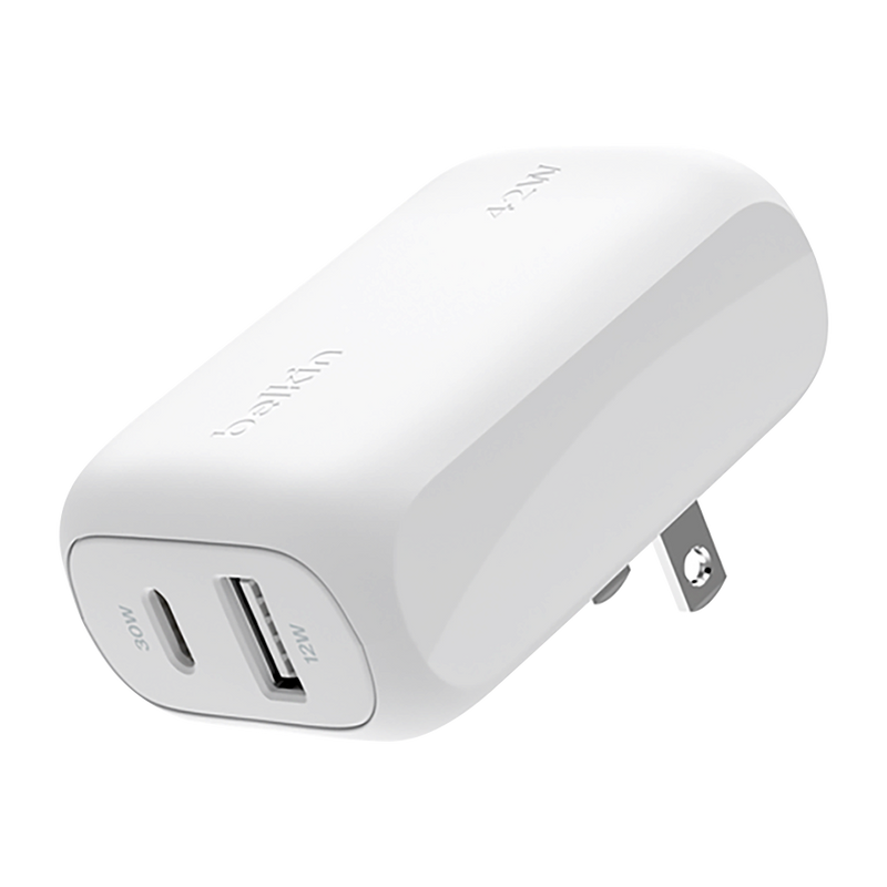 Belkin BoostCharge 42W Dual USB-A + USB-C Wall Charger with PPS and PD White