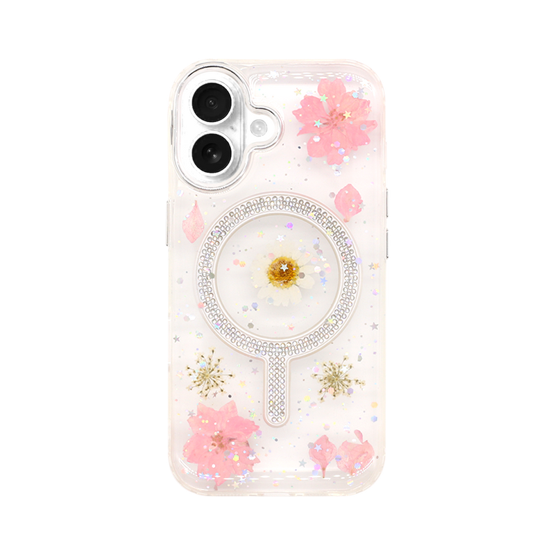 Wisecase iPhone 16 Moda Print Magsafe Case White Chamomile