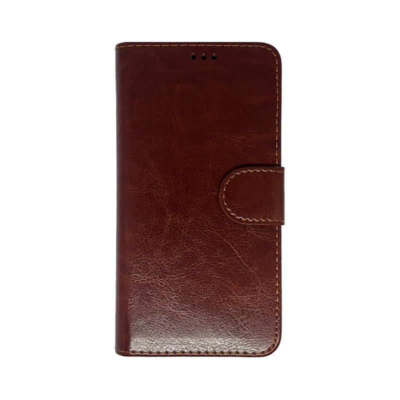 iPhone X Master Glossy Leather Look Wallet - Brown