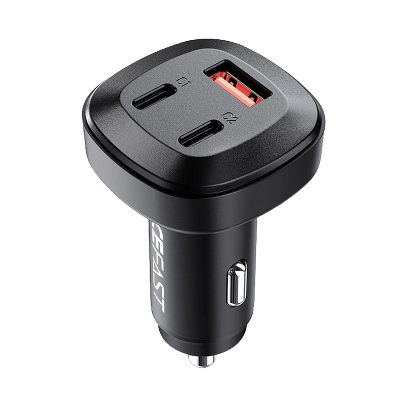 Acefast B3 66W(USB-C+USB-C+USB-A) three-port metal car charger black