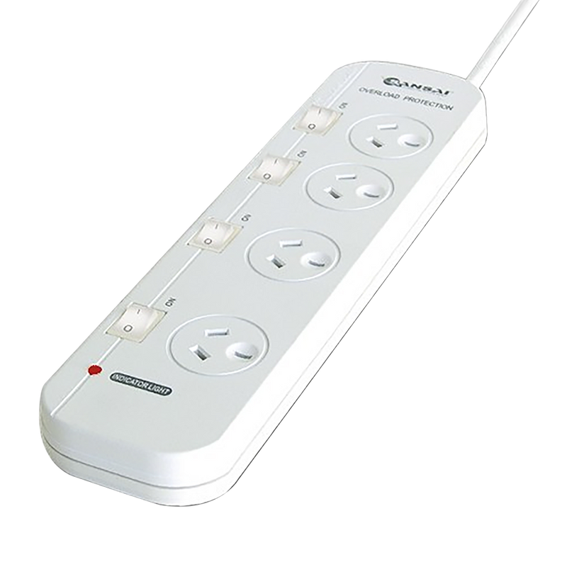 Sansai 4 Individual Switch Outlet Powerboard White