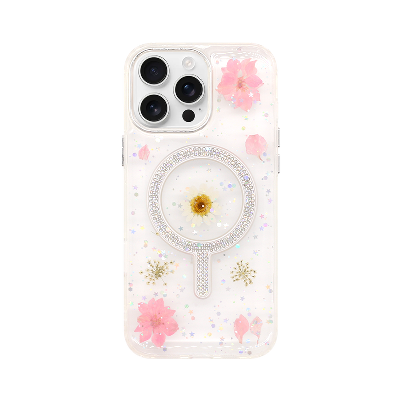 Wisecase iPhone 16 Pro Max Moda Print Magsafe Case White Chamomile